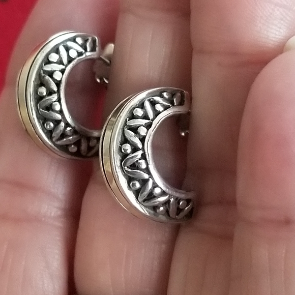14k Gold & Sterling Silver Earrings - Picture 3 of 13